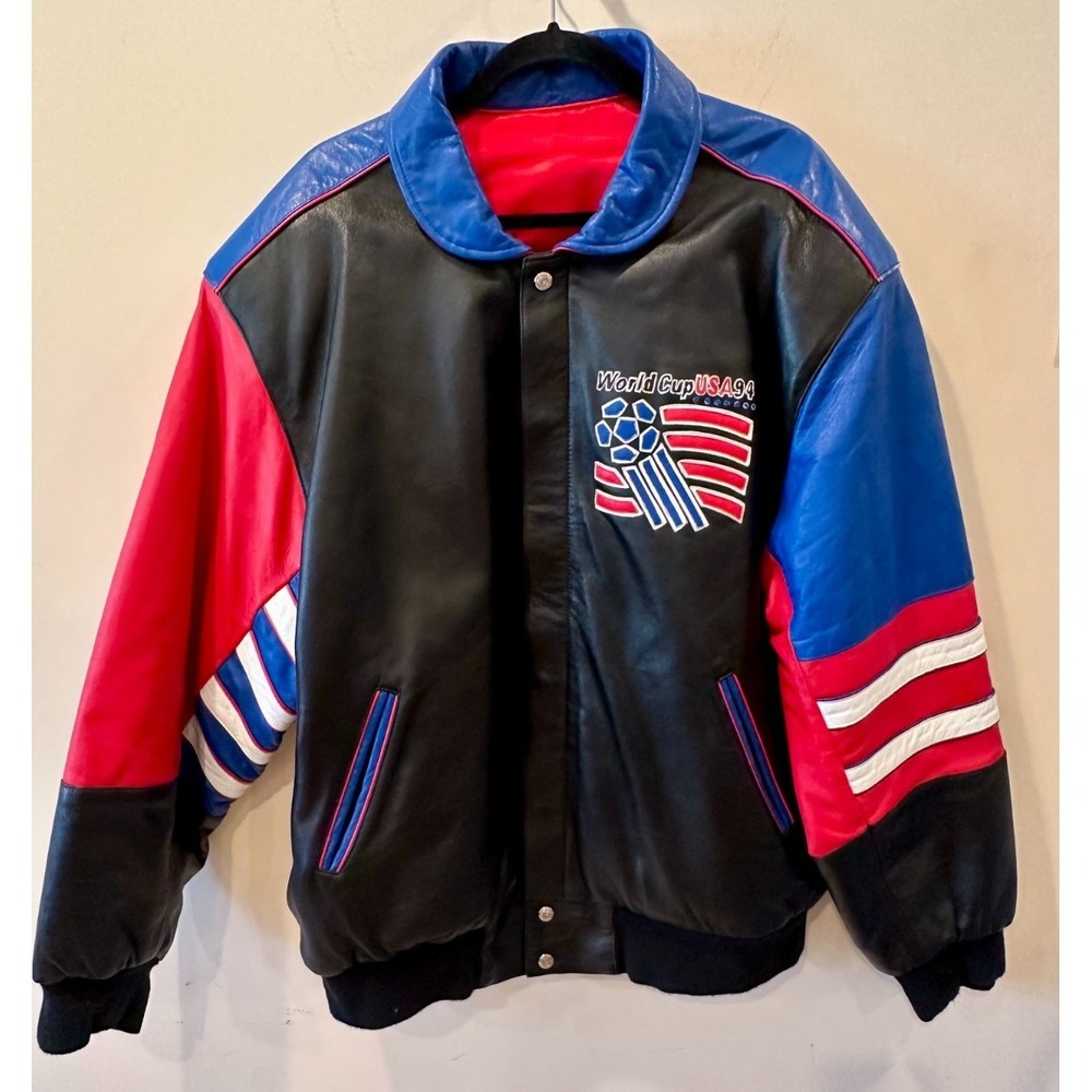 Rare Vtg Jeff Hamilton Team USA XL 94 Soccer World Cup Leather Reversible Jacket